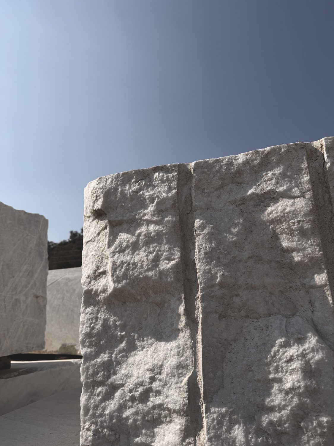 White limestone block, hand-split face, African stone
